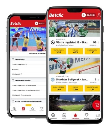 A Betclic oferece duas aplicações. Uma para casino e outro para apostas desportivas