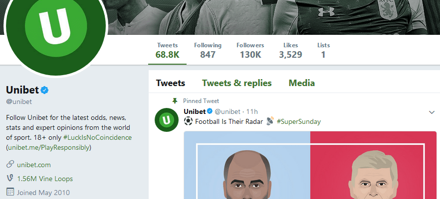 unibet redes sociais