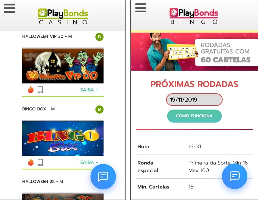 Playbonds mobile interface do cassino Playbonds mobile