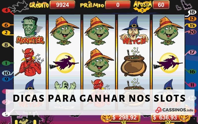 ganhar nos caça-níqueis - Halloween 30 linhas imagem do caça-níquel Halloween com texto: dicas para ganhar nos slots