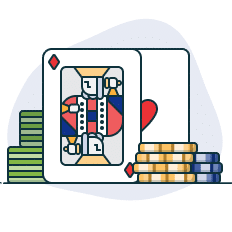 fichas e cartas de blackjack