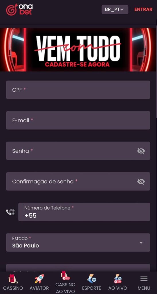 Como Criar uma Conta no Aplicativo Onabet