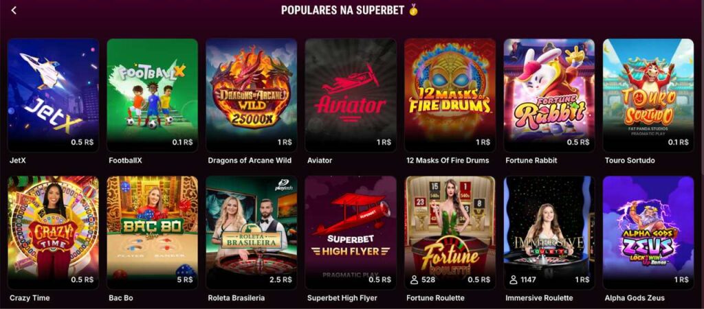 Melhor Seleção de Jogos no Cassino Superbet