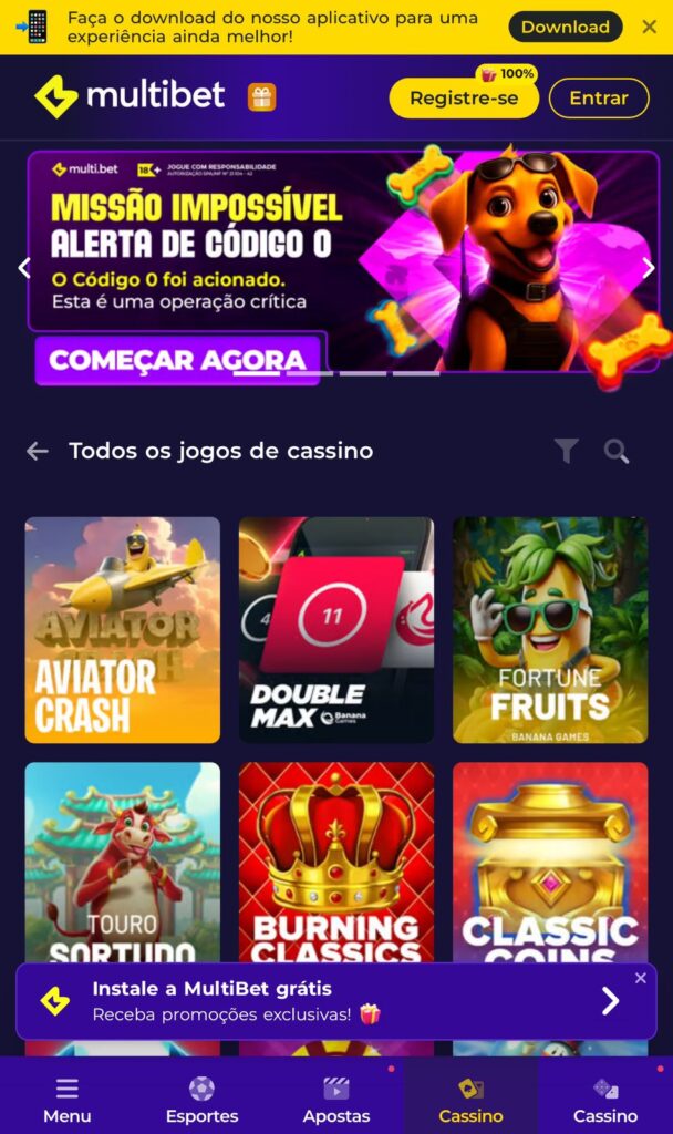 Seleção de Jogos no cassino Multibet